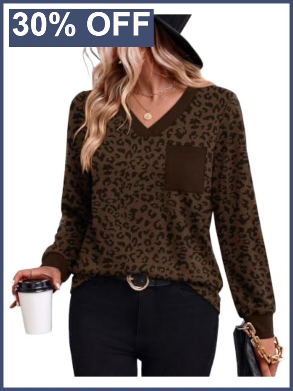 V Neck Long Sleeve Tunic Top Womens Loose Fit Casual Fall Shirt